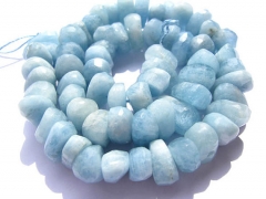 high quality Genuine Aquamarine Beryl gemstone freeform nuggets Rondelle Faceted Blue beads 8-16mm full strand