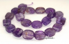 20x15mm Amethyst Gemstone Rectangle Cube Loose Beads 8 inch Half Strand (90144040-B19-533)