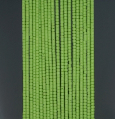 1.5mm -2mm Apple Green Czech Glass Gemstone Round Tube Heishi Loose Beads 13 inch Full Strand (90184525-107)