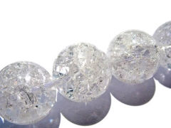 AA+ 18mm 16inch NaturaLCrystal Quartz Gemstone Round Ball Rock cracked Matte smooth Beads jewelry for Make Necklace
