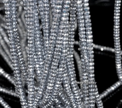 6X3MM Silver Hematite Gemstone Silver Faceted Rondelle 6X3MM Loose Beads 15.5 inch Full Strand (90147049-148)