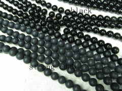 20%off--3 4 6 8 10 12 14 16mm full strand Natural Brazil Agate Gem Round Ball Black Jet white loose bead