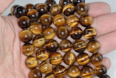 12mm Cognac Tiger Eye Gemstone Grade B Round Loose Beads 15.5 inch Full Strand (90186192-732)