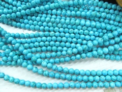 5strands 4-12mm Turquoise stone Round Ball black turquoise beads Aqua blue Blue for necklace gemstone loose Bead