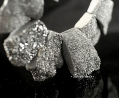 Silver Mist Pixie Dust Druzy Gemstone Silver Loose Beads Graduated Set 9 Beads (90147330-Bin 3)