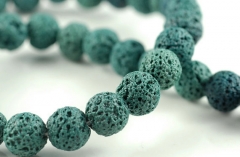 10mm Ocean Blue Volcanic Basaltic Lava Gemstone Round 10mm Loose Beads 16 inch Full Strand (90186688-766)