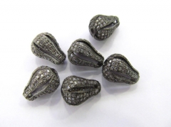 Handmade Micro Pave Diamond Connector, Pave Diamond CZ Spacer Jewelry Drop Carved Bead 6pcs 10-16mm