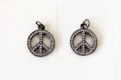 CZ Micro Pave 14mm Peace Sign Charm with Jump Ring