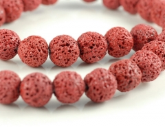 10mm Red Volcanic Basaltic Lava Gemstone Round 10mm Loose Beads 16 inch Full Strand (90186672-751)