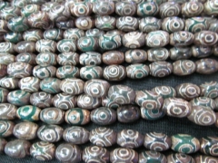 handmade agate 2strands 8x12mm genuine Tibetant Agate Rice barrel brown black green evil jewelry beads