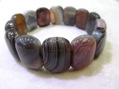 AA Grade Botswana agate Bracelet stone onyx Crystal brown grey Gemstone rectangle abong evil eyes oval agate stone 12-20mm 8inch