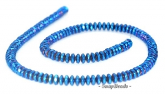 6x3mm Hematite Gemstone Blue Faceted Rondelle 6x3mm Loose Beads 15.5 inch Full Strand (90188969-149)