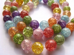 AA+ 2strands 4-16mm Natural Rainbow Crystal Quartz Gemstone Round Ball Rock cracked Beads jewelry for Make Necklace