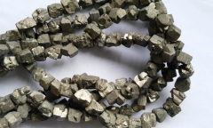 2strands 6-10mm genuine Raw pyrite stone nuggets bead freeform iron gold chips cube faceted pyrite loose beads