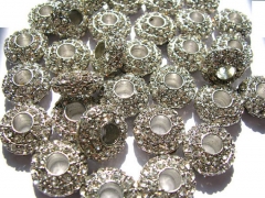 Large hole--20pcs 7x12mm Micro Pave CZ Spacer silver gold Brass Cubic Zirconia rondelle spacer beads crystal Findings