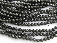 AA Grade 2strands 4-12mm Nautral Jet Crystal Black Quartz Gemstone Round Ball briolett faceted Jet GEM Necklace beads