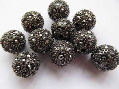 25%off--100pcs 6 8 10 12mm Bling Pave Crystal Brass Spacer Round Ball Gunmetal Hematite Jet Charm beads