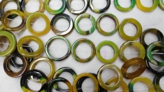 larger 30mm 50mm full strand natural agate onyx round oval loop circles Donut stone green yellow red white black mix bead neckla