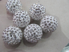 high quality 20pcs 4-16mm Micro Pave Clay Crystal rhinestone Round Ball clear white mixed Charm beads