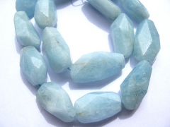 Genuine Aquamarine Beryl Freeform Nuggets Faceted Blue jewelry bead 15-35mm full strand