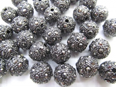 25%off--100pcs 6 8 10 12mm Bling Pave Crystal Brass Spacer Round Ball Gunmetal Hematite Jet Charm beads