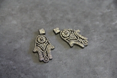 CZ Micro Pave 25x45mm Hamsa Pendant