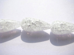 20%off--AAA grade 5strands 10x20mm drop genuine rock quartz bead teadrop cracked white pendant loose beads