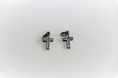 CZ Micro Pave 8x20mm Cross Charm with Jump Ring