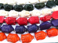 wholesale 15-30mm Howlite Turquoise buddha carved white black green lapis blue oranger brown mixed bead