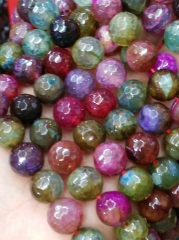 Rainbow Agate Carnerial bead 8 10 12 14 16mm full strand Gem Round Ball cracked faceted mixed loose bead