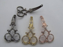 12pcs big Pave Micro Rhinestone sideway Scissors Chears charm crystal spacers charm findings 25-45mm