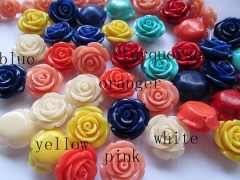 high quality 100pcs 8 10 12 15mm Resin cabochon plastic Arcylic charm beads Rose flower fluorial Assortment bead--half drilled
