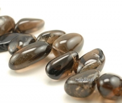 38x13-21x17mm Smoky Quartz Gemstone Pebble Nugget Loose Beads 6.5 inch Half Strand (90191437-B7-513)