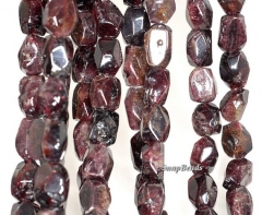 12x10mm Sangria Red Garnet Gemstone Faceted Nugget Loose Beads 15.5 inch Full Strand (90147665-279)