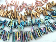 Wholesale full strand Raw Titanium Spikes -Crystal Quartz Beads -peach red gold Crystal Spike Sharp Teeth Semiprecious Jewelry N