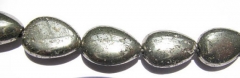 2strands 8-14mm genuine gleaming pyrite crystal teardrop drop polished iron gold pyrite beads