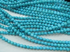 5strands 4-12mm Turquoise stone Round Ball black turquoise beads Aqua blue Blue for necklace gemstone loose Bead