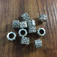 30pcs Antique Silver Beads,Large Hole Beads , Metal Spacer, Tibetan Style Beads , Crafted supplies findings,diy