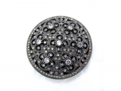 Flower Micro pave Diamond Pave CZ roundel  X Pendant, peace, gunmetal silver round Charm beads multi strand connector 40mm