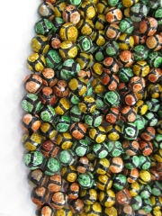 2strands 16" Rainbow Tibetan DIZ Agate Beads - Round faceted Gemstone Beads red green black evil agate neckalce green beads 8-16