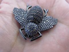 AA+ micro pave Diamond Crystal Micro Crystal Pave CZ Animal Bee bracelet connetor Jewelry pendant30x40mm 2pcs