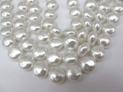 2strands 12mm pearl jewelry beads peach red white pearl beads round disc coin necklace jewelry loose beads