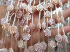 2strands  30pcs natural pink shell  bead8\10\12mm jewelry White MOP Rose Flower Beads White Mother of Pearl Carved Rose Flower Beads