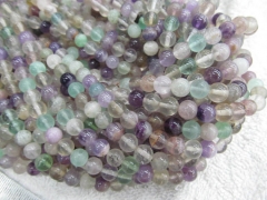 wholesale 16inch Genuine Fluorite Natural Gemstone Rainbow Fluorite Round Shape necklace Loose Beads 4-8mm