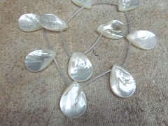 2strands 16" Natural White MOP shelL Pendants natural White MOP Shell Top Drilled Teardrop Beads 18-35mm