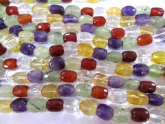 Full strand 16" Amethyst Citrine Green Red Clear white Rock Crystal Mix Quartz Gemstone Faceted Nugget Barrel Loose beads 8-25mm