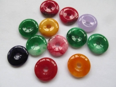 15-50mm high quality gemstone jade stone Donut jade Gemstone Pi Donut Rainbow Focal Pendant round beads 12pcs