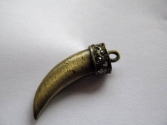 6pcs Micro pave Crystal Horn Pendant spikes sharp focal hematite gunmetal silver bronze brass gold matte beads 40-50mm