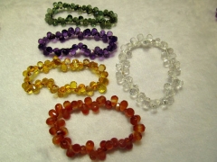 AAA Quality 6x9mm genuine clear white quartz Amethyst -Citrine-Green- Red crystal drops teardrop briolettes micro faceted bracel