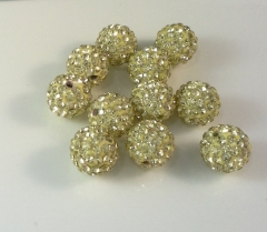 10 pcs 12 mm Shamballa Beads Shamballa Bracelet Shamballa Pendants Paved Crystal lime